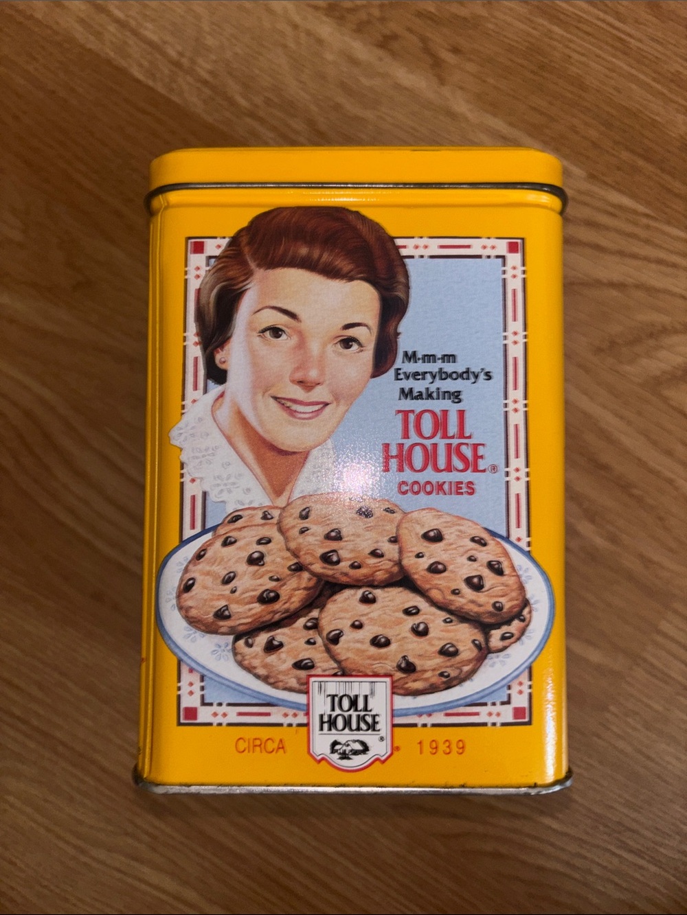 TOLL HOUSE Yellow Cookie Tin - Vintage Style Storage Container